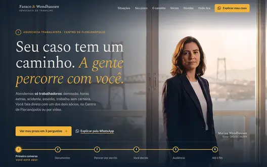 Página inicial do site Faraco & Wendhausen
