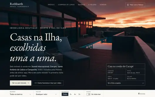 Página inicial do site Rothbarth Imóveis