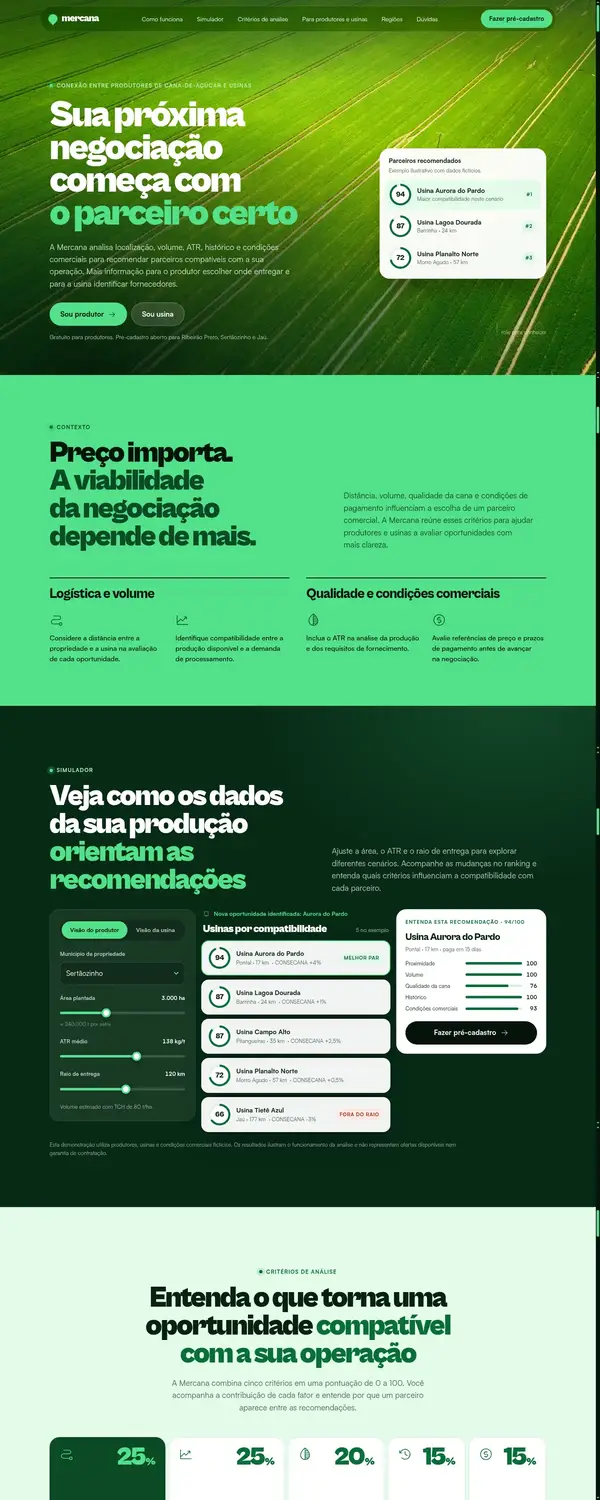 Site da Mercana rolando no computador