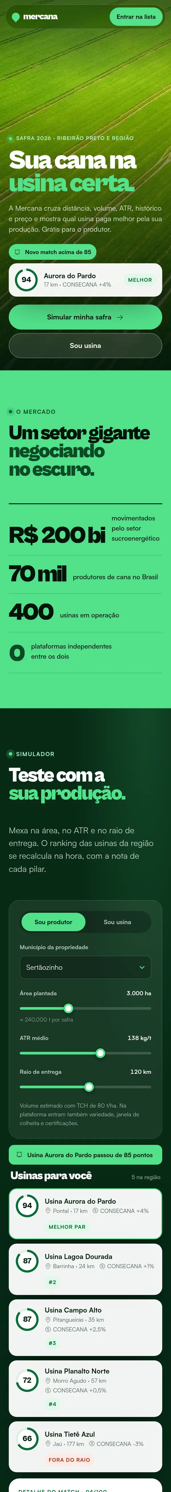 Site da Mercana rolando no celular