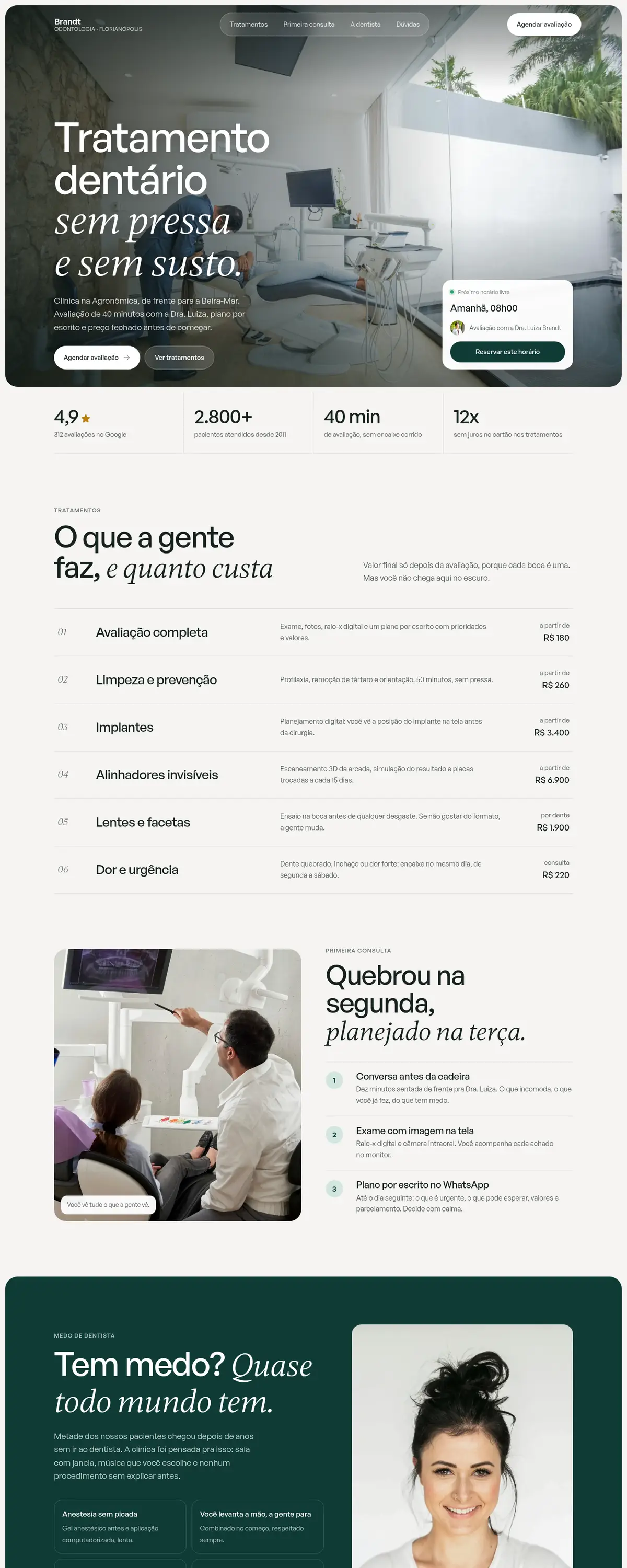 Site da Brandt Odontologia rolando no computador