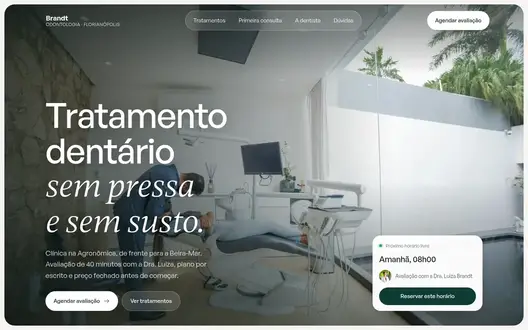 Página inicial do site Brandt Odontologia
