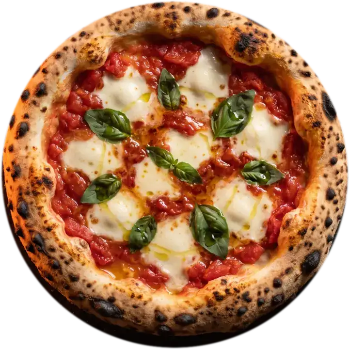 Pizza margherita vista de cima